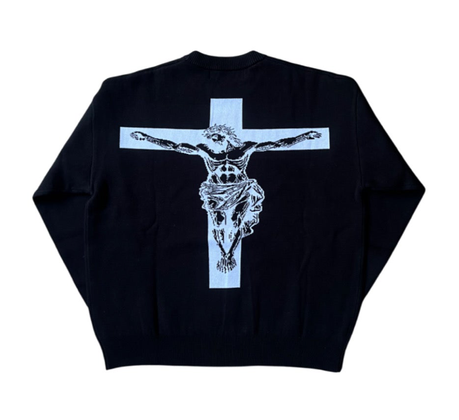 CRUCIFIX KNIT SWEATER BLACK