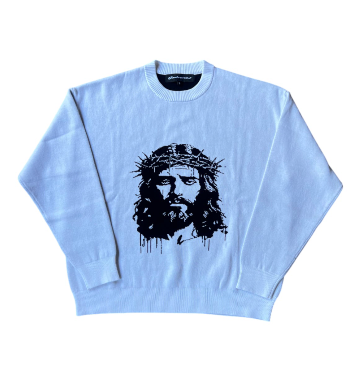 CRUCIFIX KNIT SWEATER WHITE